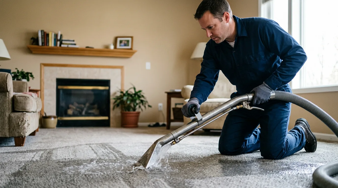 Water damage restoration technician working near Sherman, TX